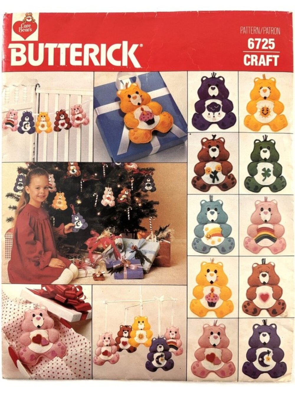 Vintage Butterick 6725 Care Bears Ornament Sewing Pattern 1984